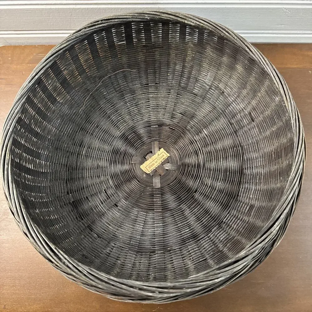Vintage Wicker 10” Chinese Sewing Basket with Beads, Tassels and Ring